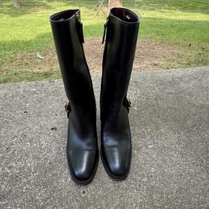 Sarto by Franco Sarto Wyatt Black Leather Tall Block Heel Buckle Boots Sz 7.5 thumbnail 5