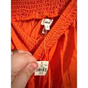 Aerie Flowy Smocked Waist Shorts Womens XL Orange Satin Feel Drawstring thumbnail 3