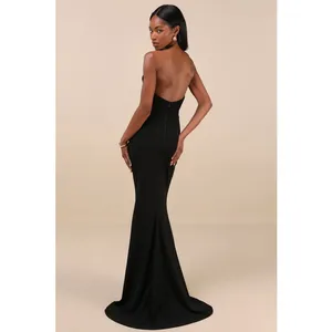 NWT Lulus Laney Black Strapless Corset Maxi Dress Bridesmaid Gala Banquet Sz XL thumbnail 3