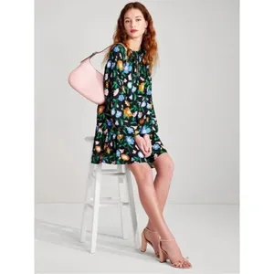 KATE SPADE NEW YORK KATE SPADE Floral Garden Tulip Dress In Black LARGE thumbnail 12