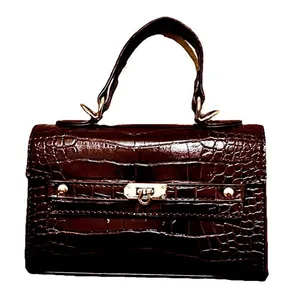 Like Dreams Faux Crocodile Satchel Handbag Burgundy thumbnail 1