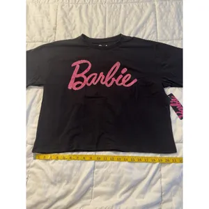 Barbie Cropped T-Shirt Black Pink Rhinestone Y2k Chill Streetwear Bling XL NWT thumbnail 3