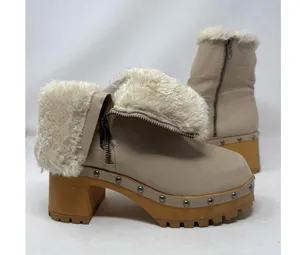 Mia Double Zip Suede Beige Faux Fur Lined Ankle Booties Boots Women’s 7 NWOB thumbnail 2