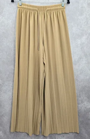 Brown Wide Leg Accordion‎ Beach Resort Flowy Vacation Lock & Love Pants Small thumbnail 1
