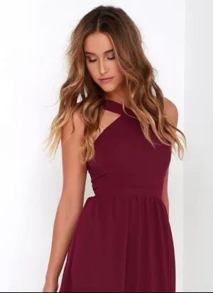 Lulus Air of Romance Burgundy Maxi Dress thumbnail 2