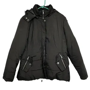 New York & Company Black Puffer Jacket Women’s Large | Zip Front Coat w/ Hood thumbnail 4