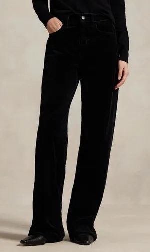 NWOT Polo Ralph Lauren Cotton Corduroy Wide-Leg Pant | Size: 10 | Black thumbnail 1