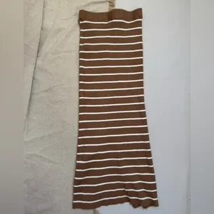 Freshman 1996 Brown Striped Ribbed Knit Long Pull On Skirt with Slit Size XS thumbnail 3