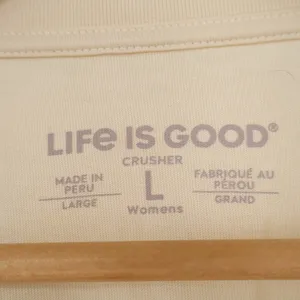 Life is Good Womens Large Crusher Tee Cream Chocolate Lab Graphic T-Shirt Cotton thumbnail 3