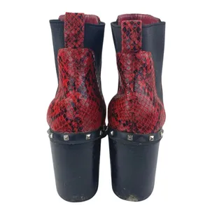 Charles by Charles David Dodger Red Snakeskin Leather Studded Chelsea Boots 7.5M thumbnail 3