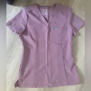 FIGS Pink V-Neck Scrub Top thumbnail 2