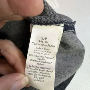 Calvin Klein Collared Denim Shirt jean Dress Sleeveless Y2K small retro 80's NWT thumbnail 11