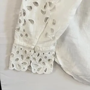 J.Crew Collection White Linen‎ Eyelet Embroidered Button Down Shirt Camisole 6 thumbnail 5