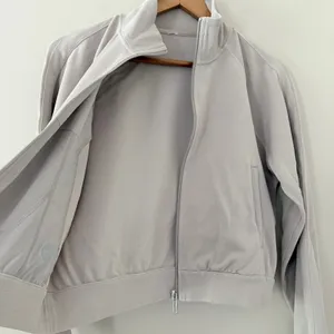 Lululemon Softstreme Pique rack Jacket Small Downtown Tan Cropped Full Zip thumbnail 10