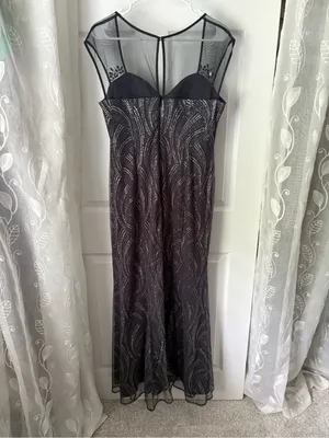 SLNY Y2K Glitter sparkling Maxi Dress Sz 12 Prom Party evening stretch Mermaid thumbnail 2