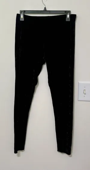 Nordstrom Black Velvet Leggings Soft Stretch Casual Pants Size‎ M thumbnail 1