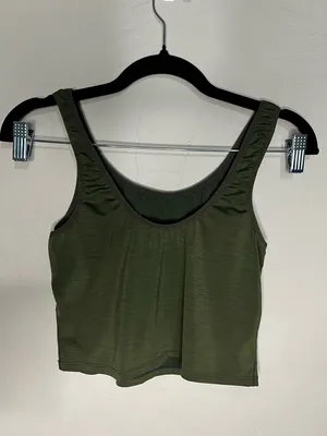 Marine Layer Studio Longline Olive‎ Green Ribbed Tank Crop Top thumbnail 3