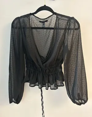 Forever 21 Black Sheer Blouse thumbnail 1