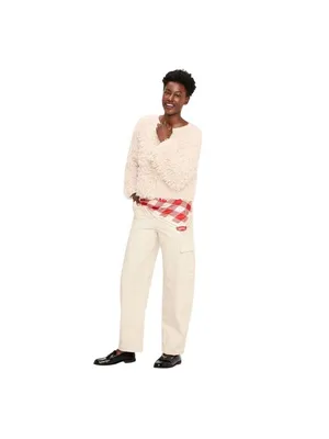 Woolrich X TGT Mid-Rise Barrel Leg Cargo Denim Jeans Pants Cream Off White 00 thumbnail 8