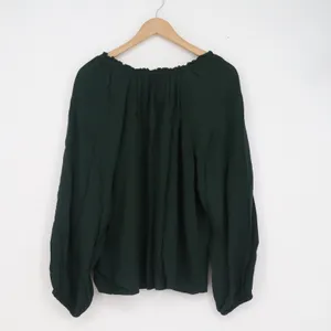 Old Navy Womens XL Dark Green Peasant Blouse Balloon Sleeve V-Neck Rayon Top thumbnail 4