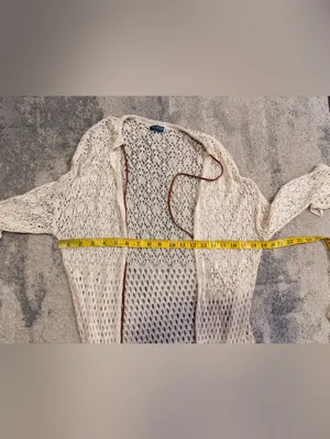 Earthbound Cream Crochet Open-Front Women's Sweater Cardigan thumbnail 5