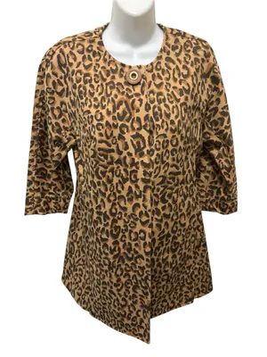 Carol Anderson Invitation Estate Cheetah Jacket Coat XS Mid Length One Button thumbnail 2