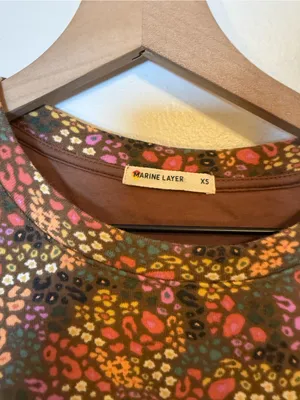 Marine Layer Floral Print‎ Puff Sleeve Organic Cotton Blend Sweatshirt thumbnail 3