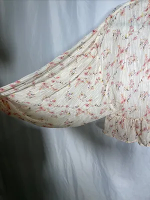 By Together Womens Floral Mock Neck Blouse Top Cream Small thumbnail 3