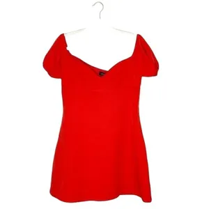 Majorelle Bridget Mini Dress Size Large Ruby Red Strapless Off the Shoulder thumbnail 2