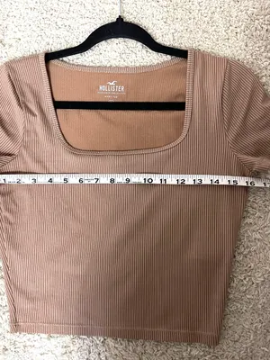 Hollister Ribbed Scoop Neck Crop Top in Camel Brown thumbnail 3