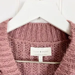 Lucky Brand Sweater Size Small Pink‎ Open Knit Mock Neck Top Boho Forest Fairy thumbnail 5