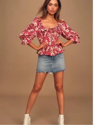 Free People Sweet Memories Blouse in Fruit Punch Combo - Size S thumbnail 10