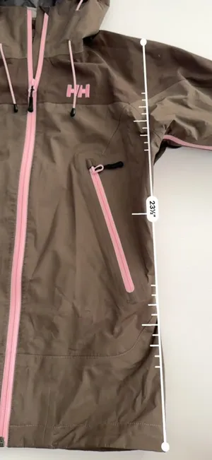 Brown & Pink Hooded Rain Jacket Size M Waterproof Shell Helly Hansen Ekolou thumbnail 9