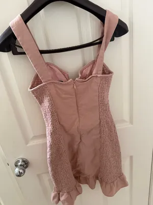 ASOS Blush Pink Notch Neck Ruffle Mini Dress thumbnail 2