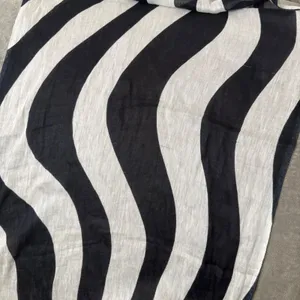 Etcetera Monochrome Zebra Print Scarf Black White Stripe Fringe Headwrap Headband Shawl thumbnail 8