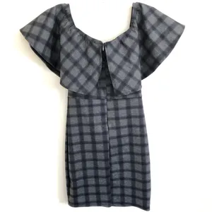 🛍️ Lulus Gray Plaid Small Town Off the shoulder Body con dress S thumbnail 7