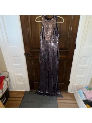 Lulus Notorious pewter sequin maxi dress thumbnail 3