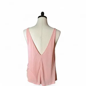 Free People Pastel‎ Pink Ribbed V-Neck Tank Top Scoop Back Sleeveless Knit M thumbnail 2