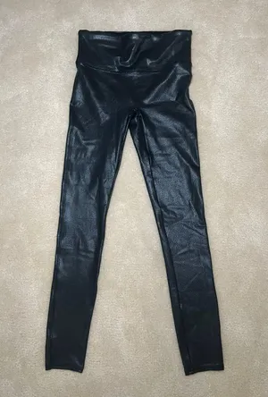 Spanx Faux Leather Croc Shine Leggings | Black | Small thumbnail 2