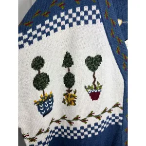 Quacker Factory Blue Garden Angel Embroidered Cardigan Sweater‎ 2X Heart Buttons thumbnail 5