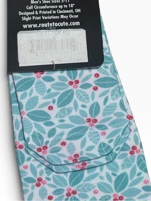 CUTIFUL Super Soft Graduated Compression Socks OS Teal Holly Pattern NEW Pink thumbnail 6