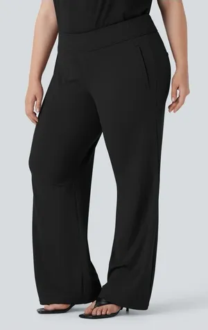 HALARA flex Black Wide-Leg Ponte Pull-On Pants DayStretch size 1X thumbnail 1