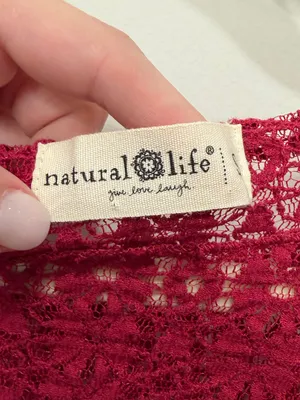 Natural‎ Life Berry Red Lace Long Sleeve Top Size Small thumbnail 2