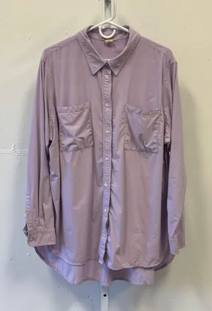 Duluth Trading Co Women's 2X Lavender Button Down Long Sleeve Pocket Shirt thumbnail 1
