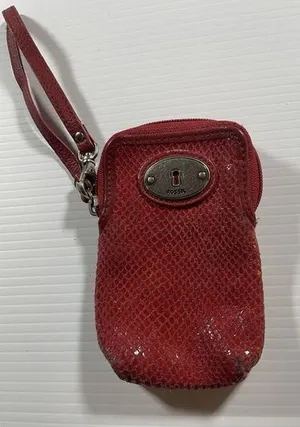 Fossil Red‎ Wristlet Wallet W Zipper thumbnail 1