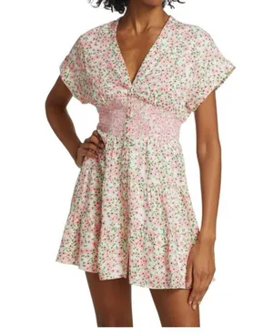 ALICE + OLIVIA Keela Floral Print Smocked Button-Front Dress thumbnail 11