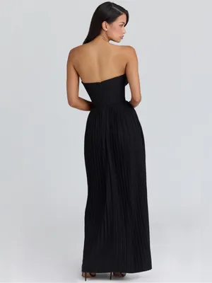 House of CB Marcella Black Georgette Pleated Maxi Dress XS A-C Regular NWOT thumbnail 3