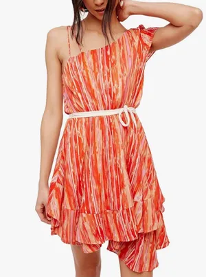 Free People Orange Ruffle Party Dress thumbnail 2