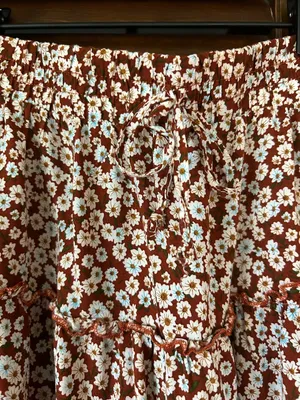 Floral Print Ruffle Tiered Mini Skirt Brown Size M thumbnail 3