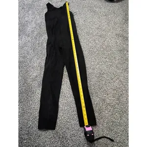 Zara sleek form-fitting black full-length tank top athletic jumpsuit L thumbnail 3